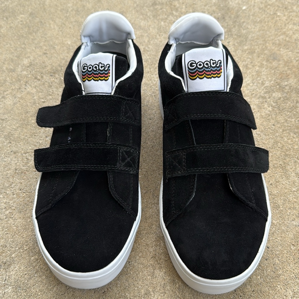 Goats Women's Black Suede 2-Strap Slip-On Platform Sneakers Size 8.5